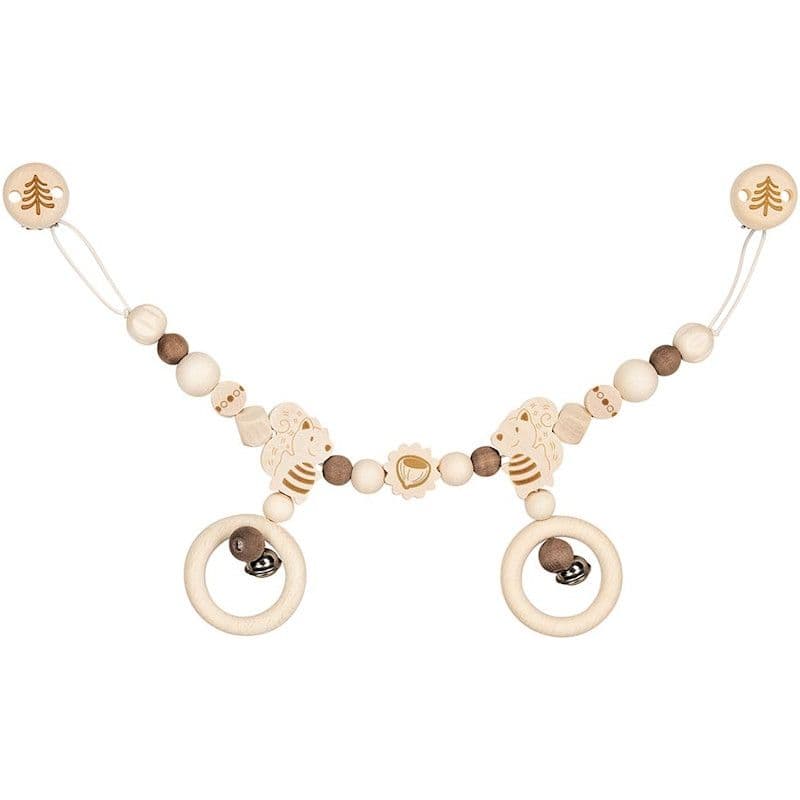 Chaine de poussette avec clips en bois naturel Forêt Écureuil Goki® -