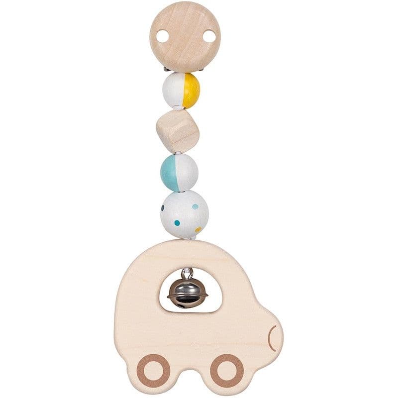 Hochet en bois à attache clip petite voiture et perles Goki® - Ho