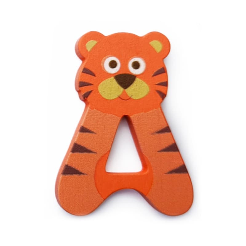 Lettre décorative 'A' en bois Animaux Amusants 6cm Scratch® - Lettre