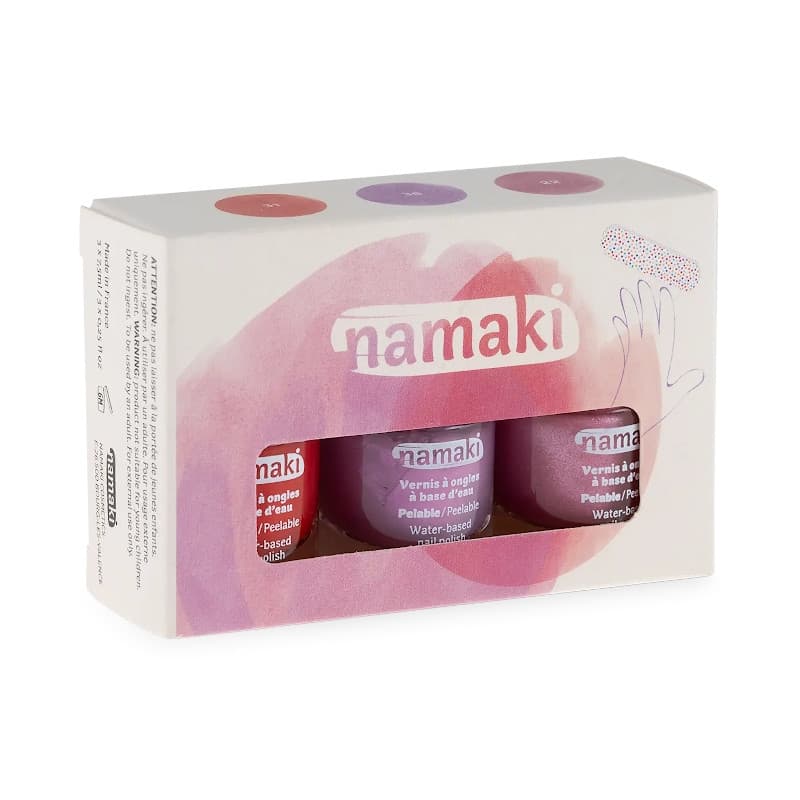 Coffret 3 Vernis à Ongles enfants Rose éternelle Griotte Mauve Rose