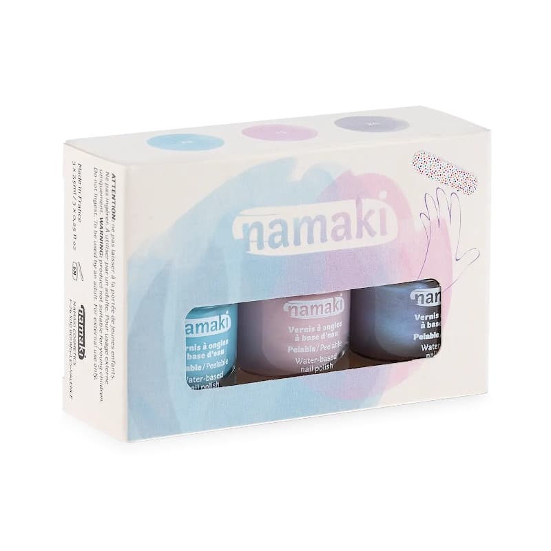 Coffret 3 Vernis à Ongles enfants Bleu givré Rose pâle Argent bleuté