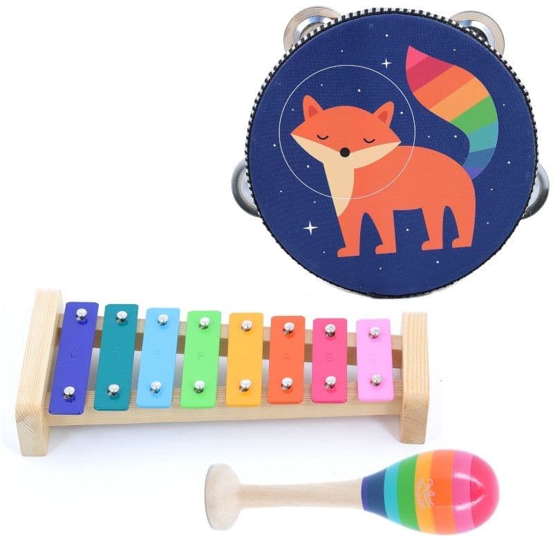 Set Musical percussions instruments en bois Arc en ciel Vilac®