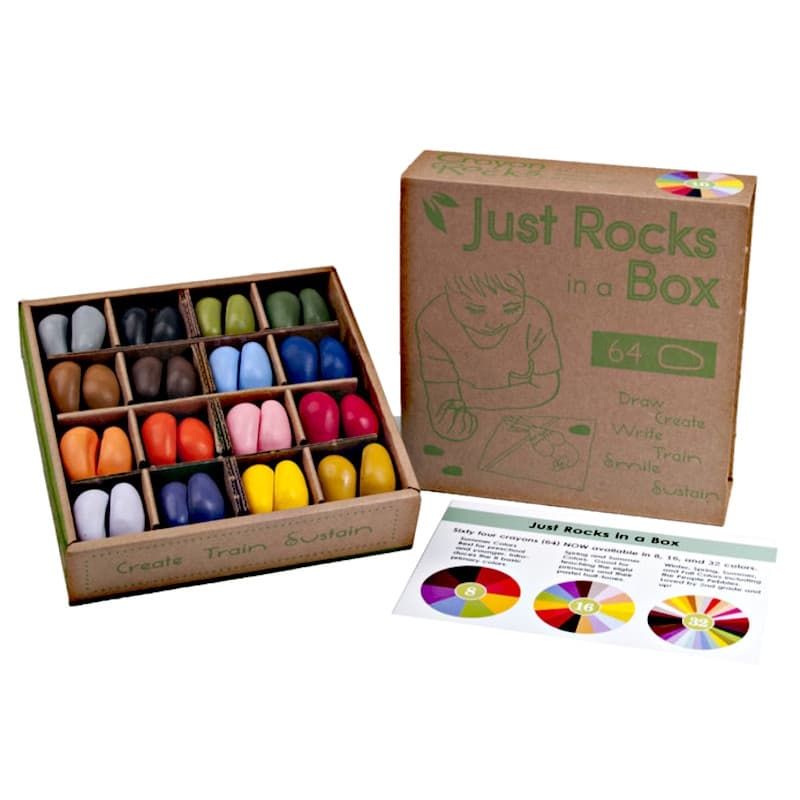 Boite 64 Crayons Cailloux 4x16 couleurs primaires et pastelles