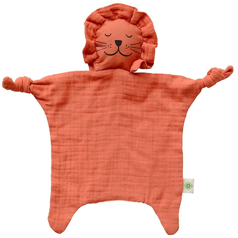 Doudou Plat à Nœuds Coton Bio Lion aPunt Barcelona® - Doudou bébé Bio