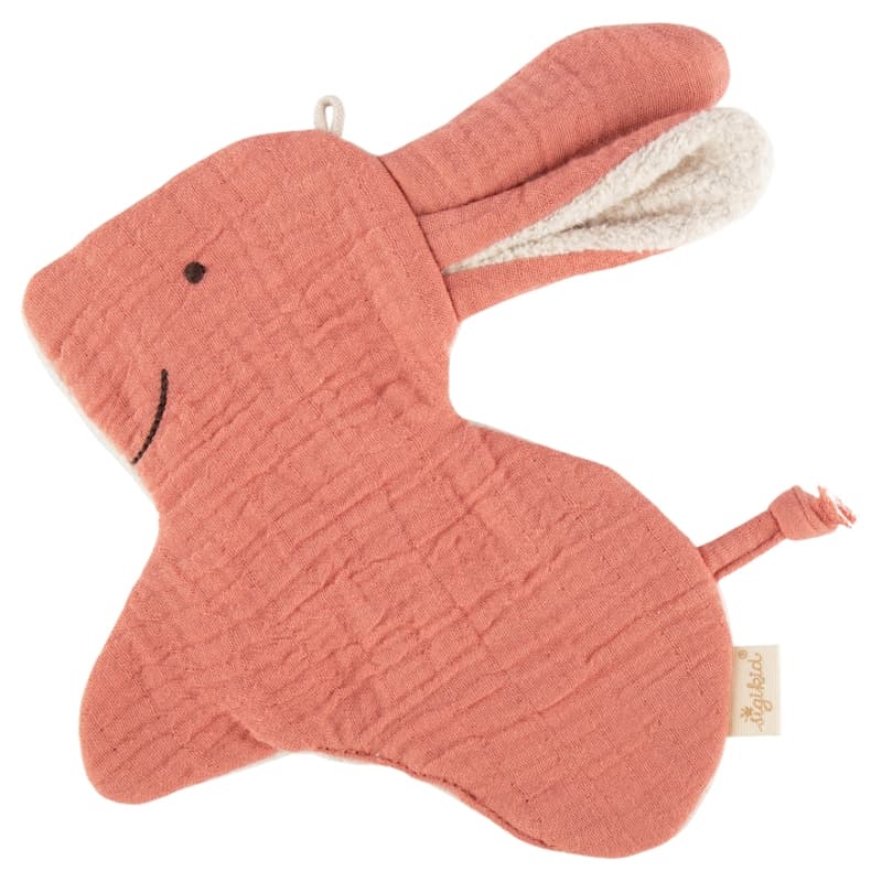 Doudou naissance Lapin bruissant Lange de Coton et Velours Rose