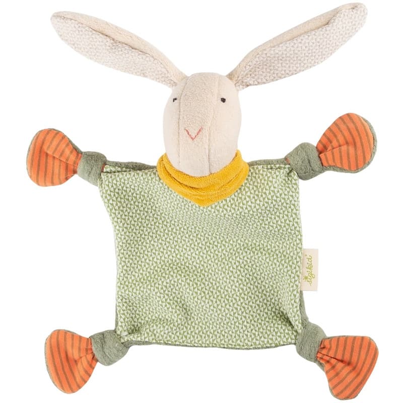 Doudou plat à nœuds Lapin Bio serie Green Sigikid® 28 cm Coton naturel