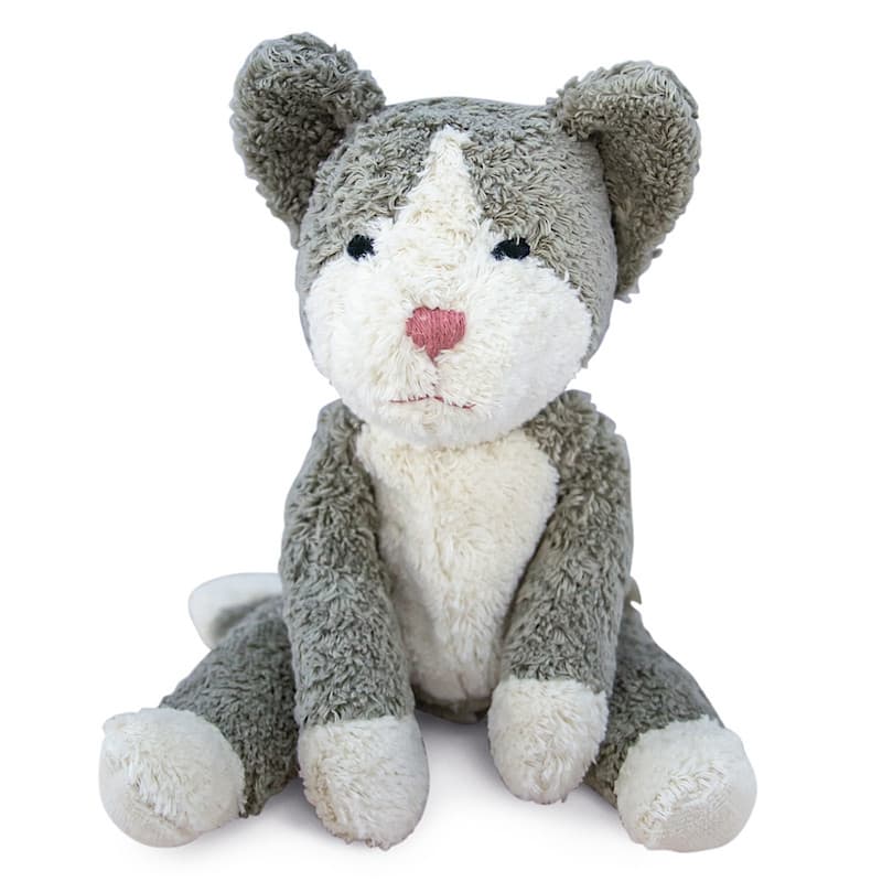Peluche Chat Gris Blanc Coton Bio 30cm Senger® GOTS