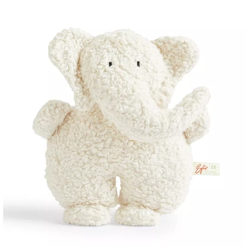 Jouet animaux Petit Eléphant en Peluche Blanc écru 17 cm coton bio E