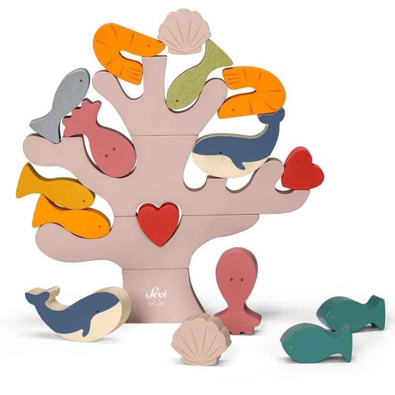 Jeu d'équilibre Empilable Corail et Animaux de la Mer 20 pièces Sevi