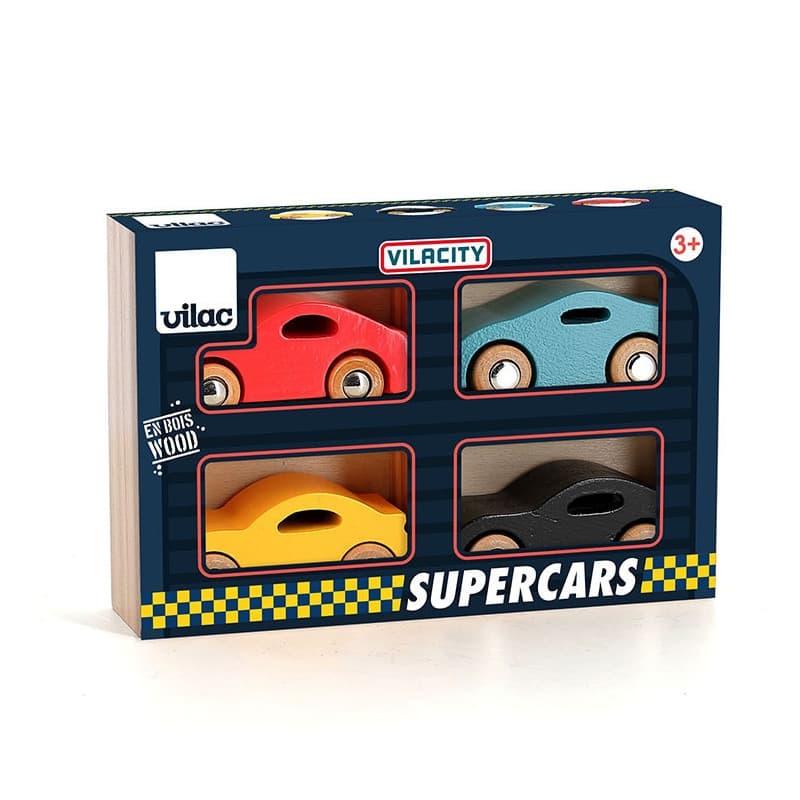 Coffret 4 voitures en bois Super Cars Vilac® Vilacity