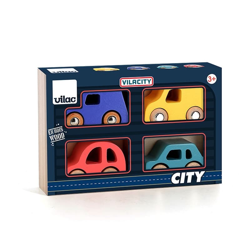 Coffret 4 voitures en bois City Vilac® Vilacity