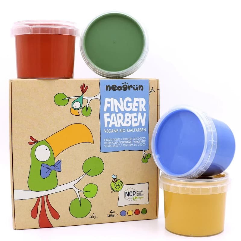 Set Peinture à Doigts 4 pots 120g 'AKI' BJRV Neogrun® - Peinture Bio