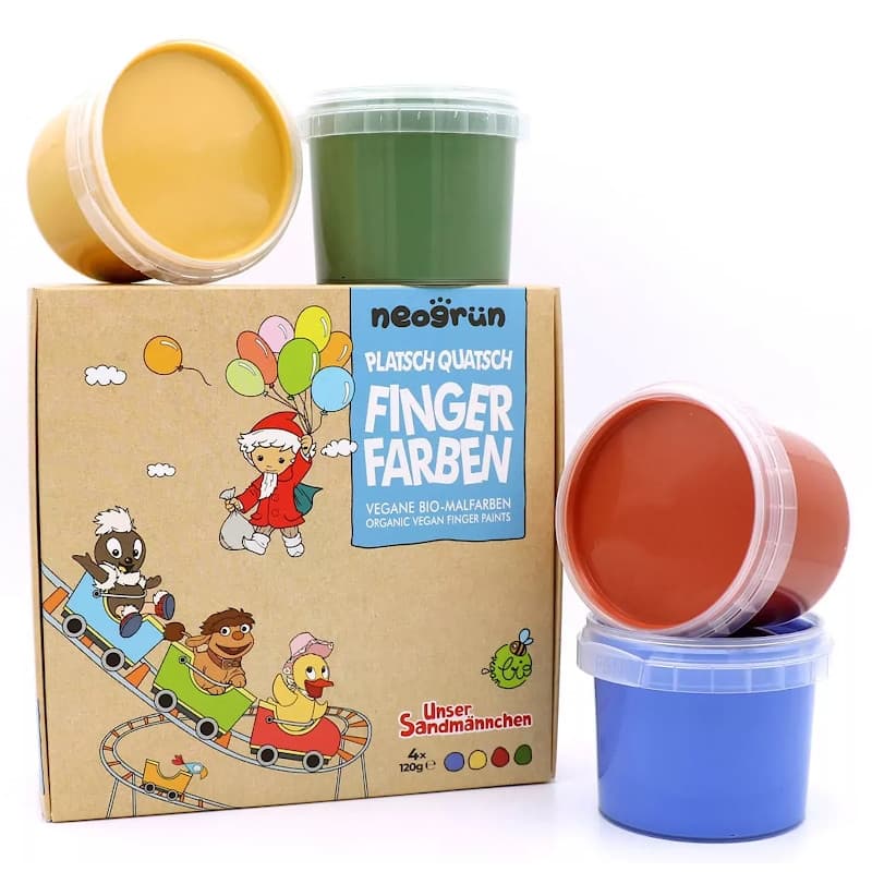 Set Peinture Ă Doigts biologique 4 pots 120g 'Platsch Nonsense' BJRV
