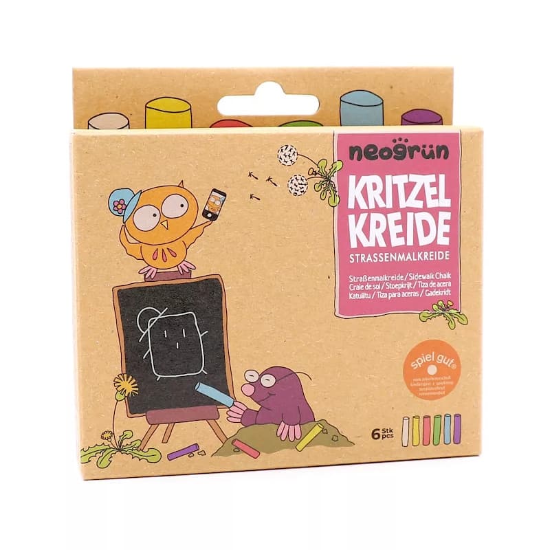 Boite 6 grosses craies de trottoir lumineuse Neogrun® - Craies Vegan