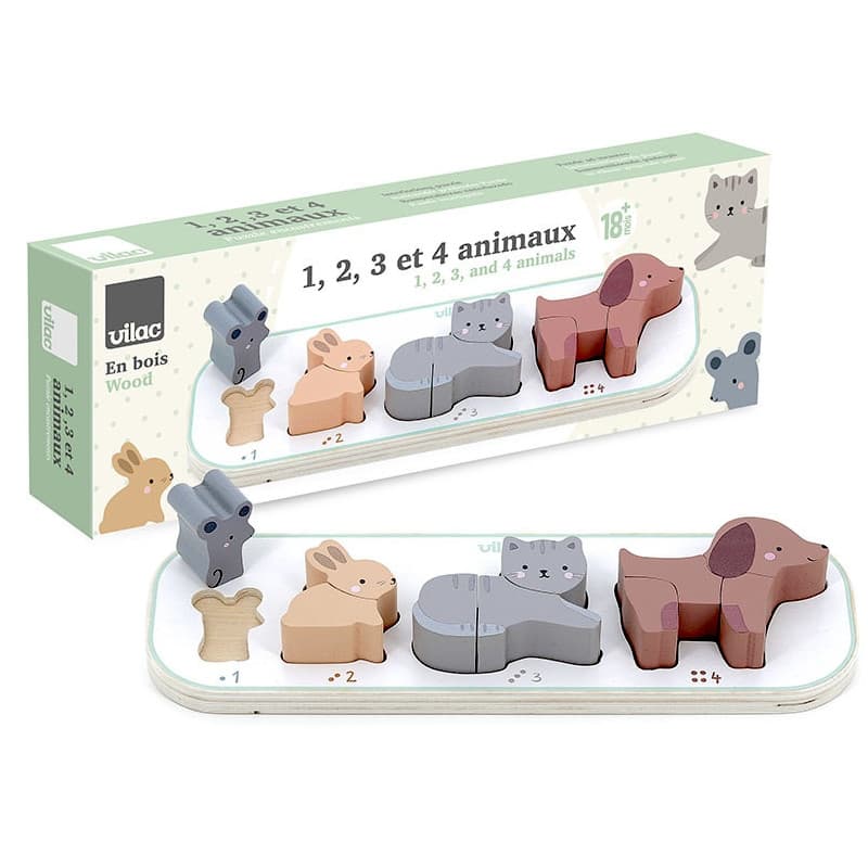 Puzzles Encastrements en bois J'apprend Ă compter les animaux Sarah