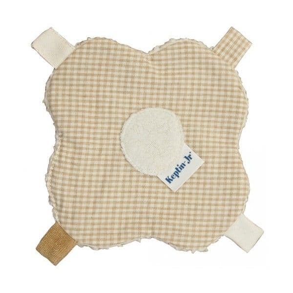 Doudou étiquettes Keptin Fleur Vichy marron naturel 16cm - Doudou