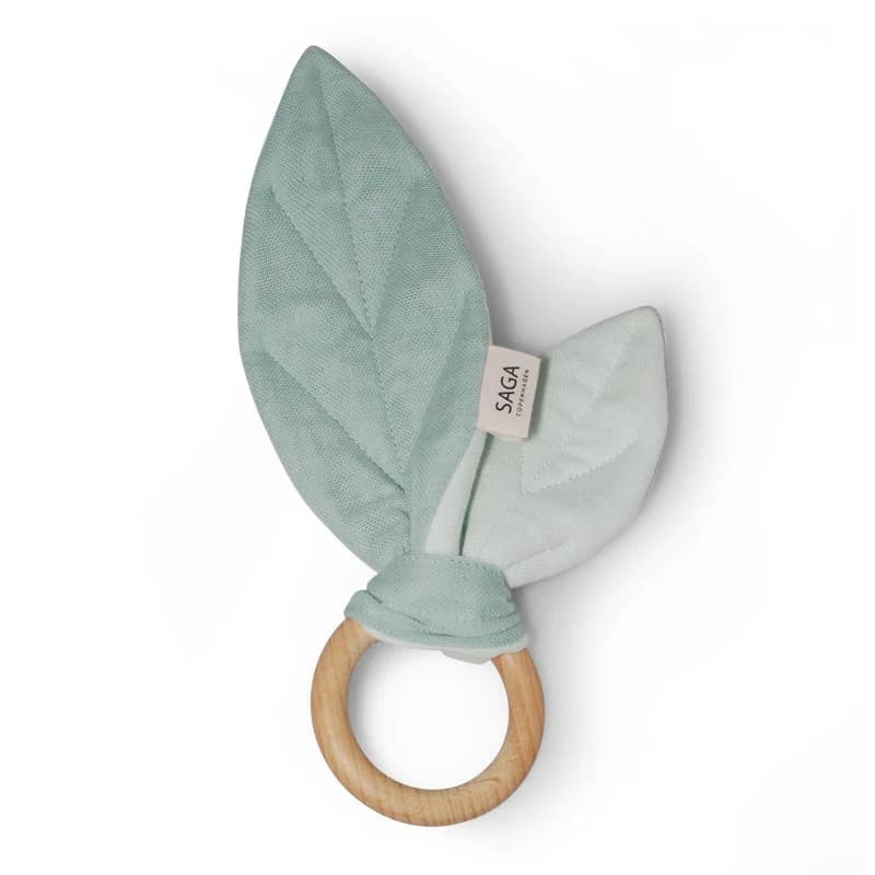 Hochet Feuille anneau de dentition en bois Blaoa Vert menthe Saga