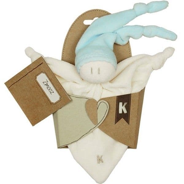 Doudou Zmooz Small 16cm Keptin -jr Coton Bio bleu ciel - Doudou