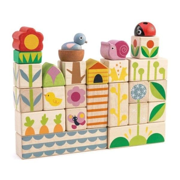 Cubes & Blocs à empiler 24 pièces en bois 'Au Jardin' Tender Leaf T