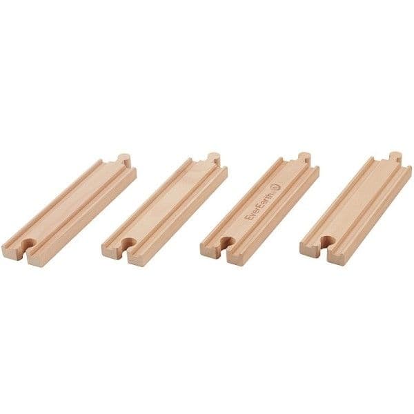 set de 4 Rails Droits pour Circuit Petits Trains en Bois EverEarth®