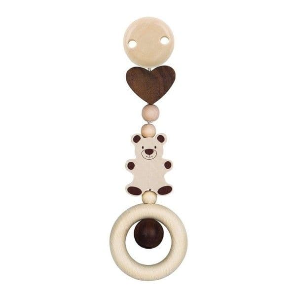 Hochet Ă Clip Bois naturel Coeur & Ours Heimess - Jouets Accessoire