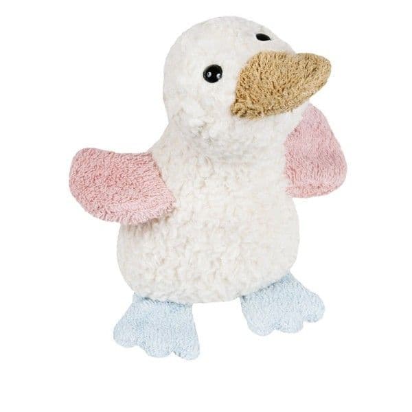 Doudou Peluche Efie petit Canard naturel Rose Bleu 19 cm Coton Bio