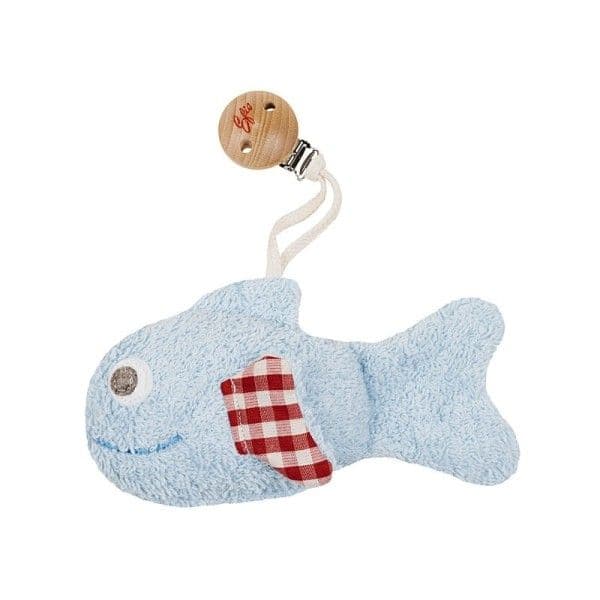 Hochet Clip Poisson Bleu Vichy Efie 15 cm - Hochet Coton Bio GOTS