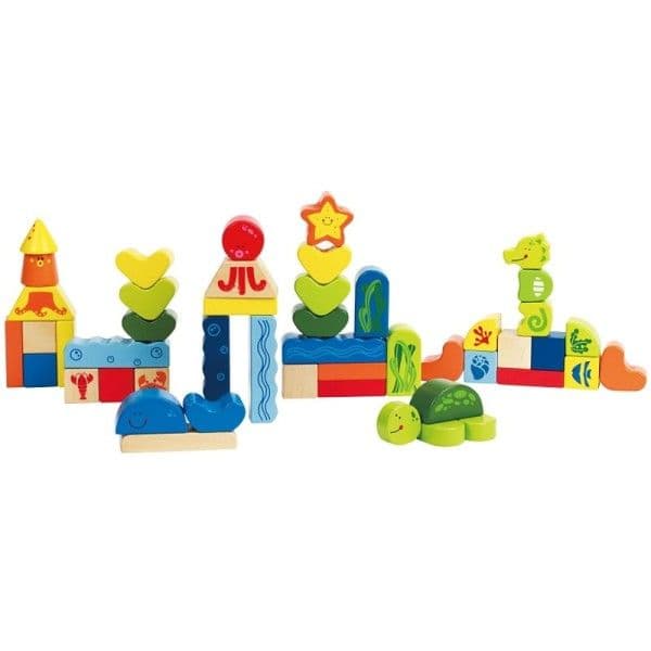 Jeu 46 Cubes et Formes à Empiler 'Sous la Mer' - Jouets Hape