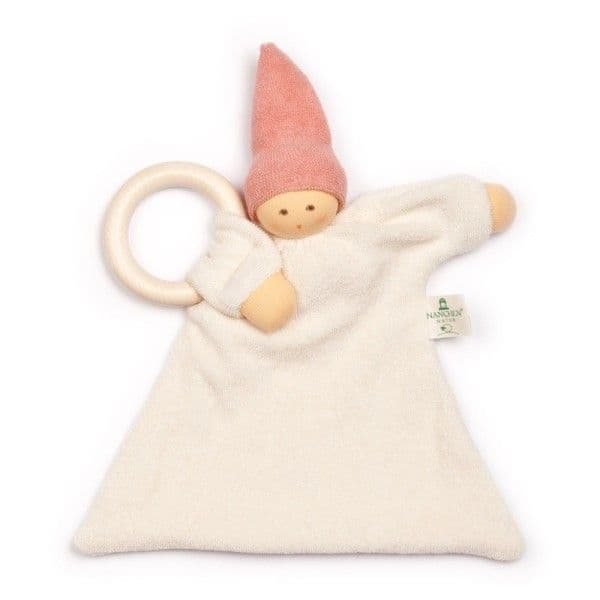 Doudou Plat Anneau Dentition Nanchen® Natur Poupée Coton Bio Ecru R