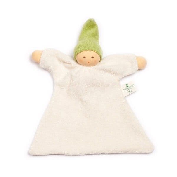 Doudou Plat Nanchen® Natur Poupée Coton Bio Eponge (Kba) Écru et Ve