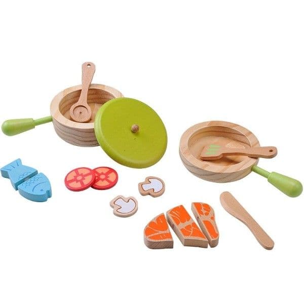 Dinette en bois Set Casserole et Poêle EverEarth® - Jouets bois