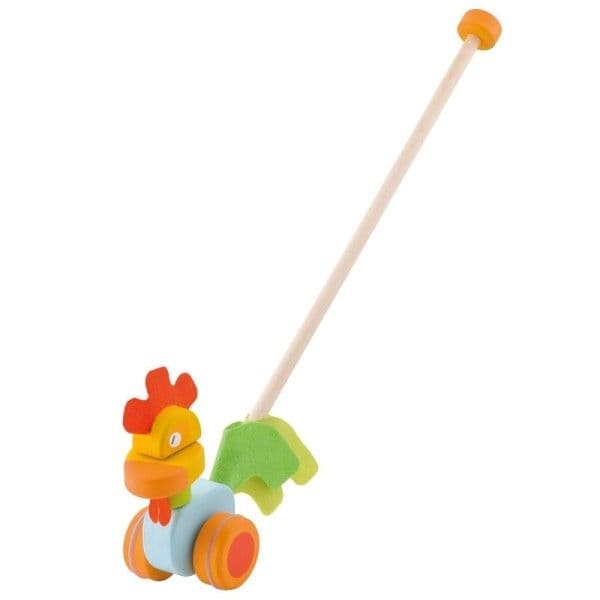 Canne à Pousser Coq à roulettes Sevi 1831 - Jouets en Bois