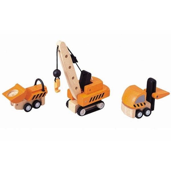 Set 3 Véhicules de Construction BTP Plantoys - Jouet en bois