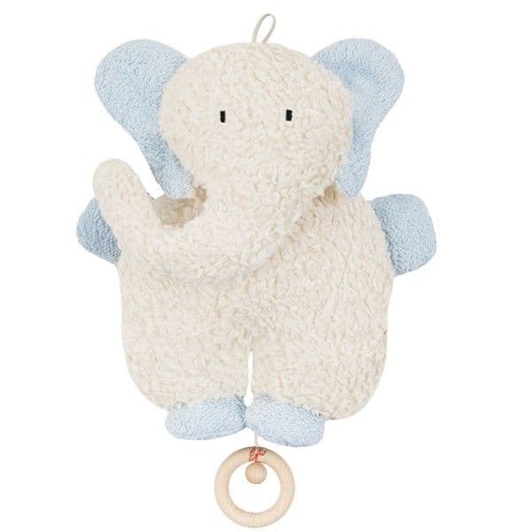 Doudou Boite à Musique éléphant Bleu Coton hypoallergénique 27 cm Ef