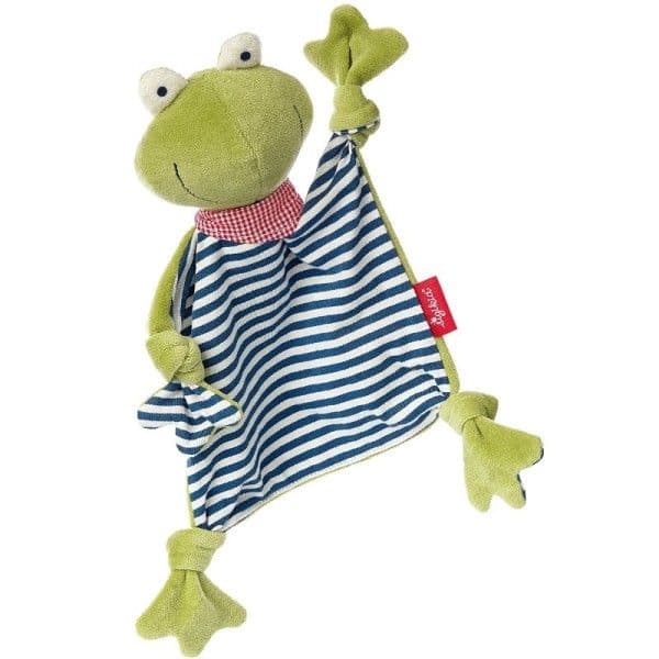 Doudou Plat Nœuds Mouchoir Sigikid® Grenouille Marinière Green 27cm C