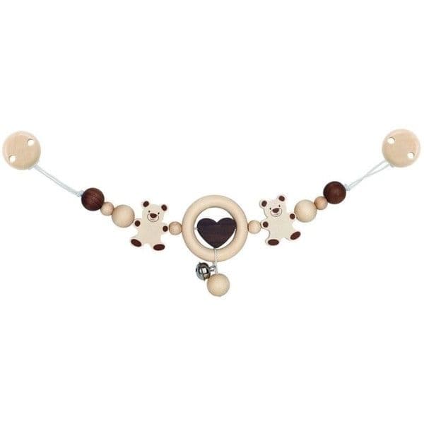 Chaîne de poussette Ours & Cœur Heimess - Jouets bébé Bio
