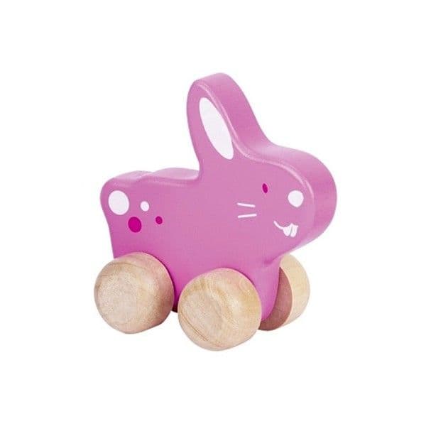 Petite Voiture en bois Lapin Rose Goki - Jouets en bois