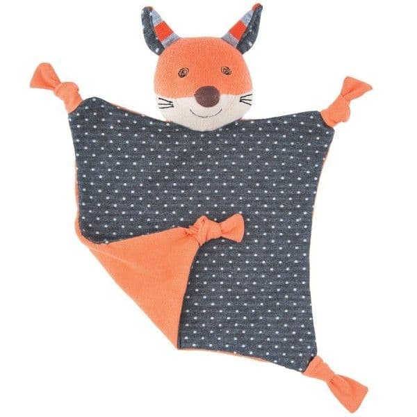 Doudou Carré Plat Hochet Apple Park™ Renard Frenchy Coton Bio - Or