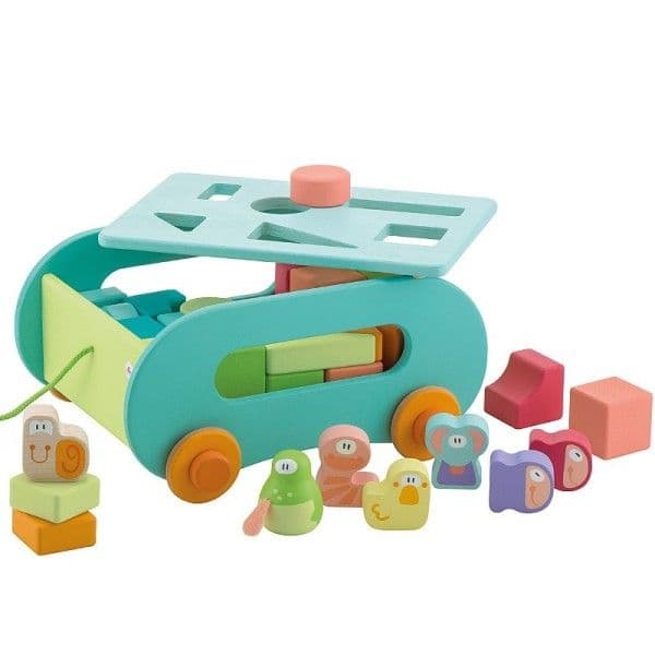 Chariot de Cubes Boite à Forme Sevi 1831 'Mon étang' - Jouets en bois