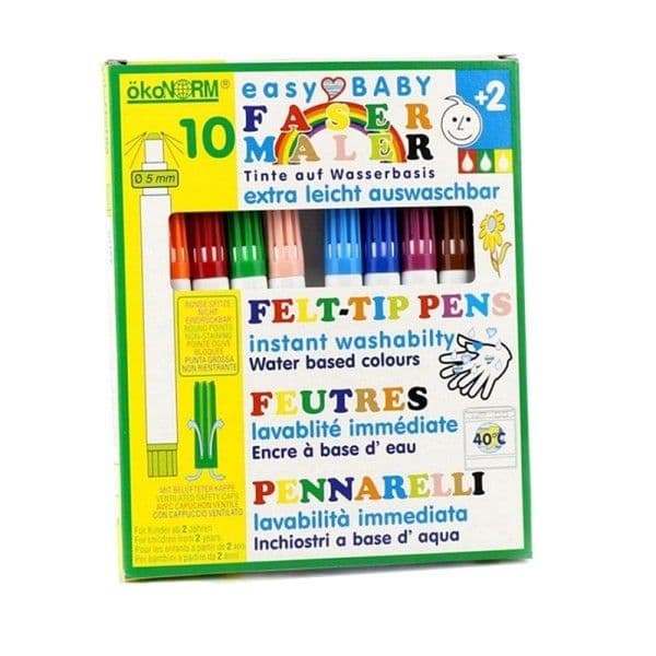 Feutres bébé à l'eau 5mm 10 couleurs lavables OkoNorm® - Feutres éco