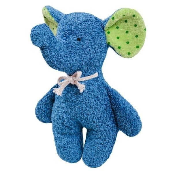 Doudou Peluche Efie Petit Elephant Bleu 20 cm coton Bio GOTS