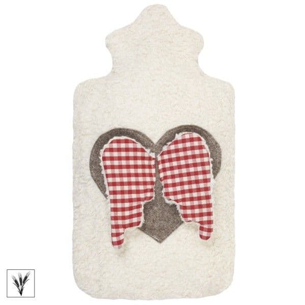 Efie Bouillotte Épeautre Broderie Cœur & Ailes d'Anges 37 cm Coton B