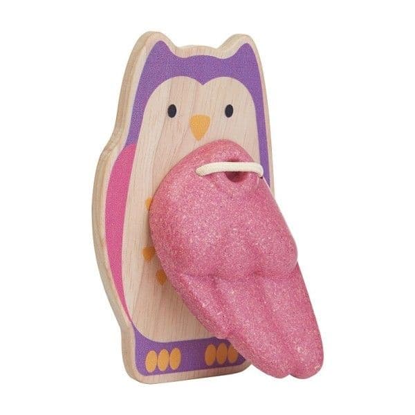 Jouet Percussion Castagnette Hibou Rose Plantoys Planwood - Jouet en