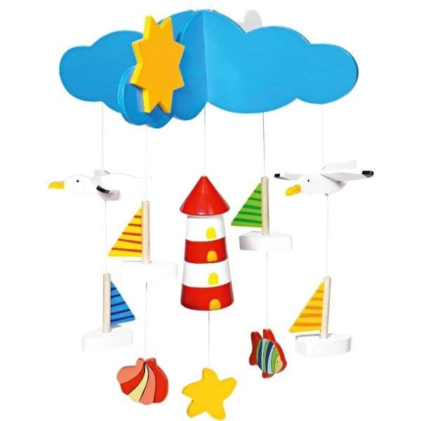 Mobile en bois Ambiance Marine (phare, voilier, mouette) Goki -