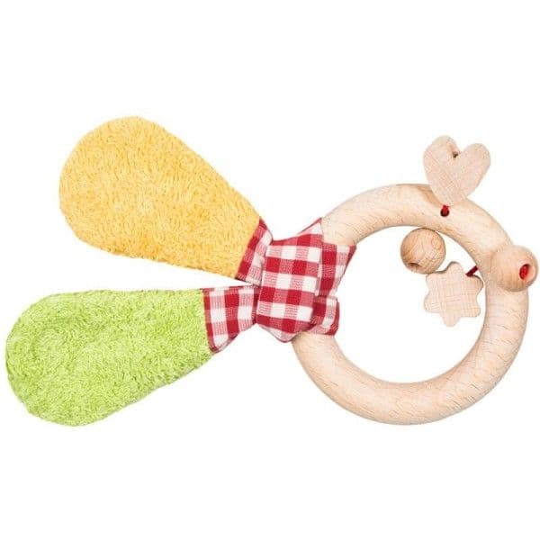 Hochet Anneau de dentition Bois & Coton Bio Etoile & Cœur Efie® - H