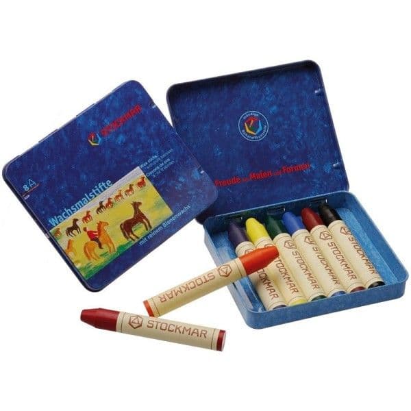 Crayons bâton de cire Stockmar® 8 couleurs standard boîte métal - Cra
