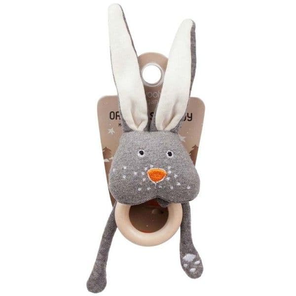 Hochet Bio & Anneau de dentition Lapin Gris Wooly Organic® Coton Bio