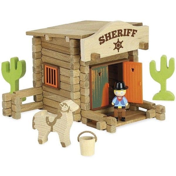 Jeu de Construction en bois Far West Sherif Office 80 pièces