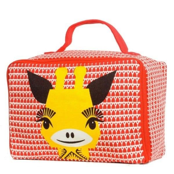 Valisette Goûter & Aventure Lunch Box Rouge Coton Bio Girafe Coq en