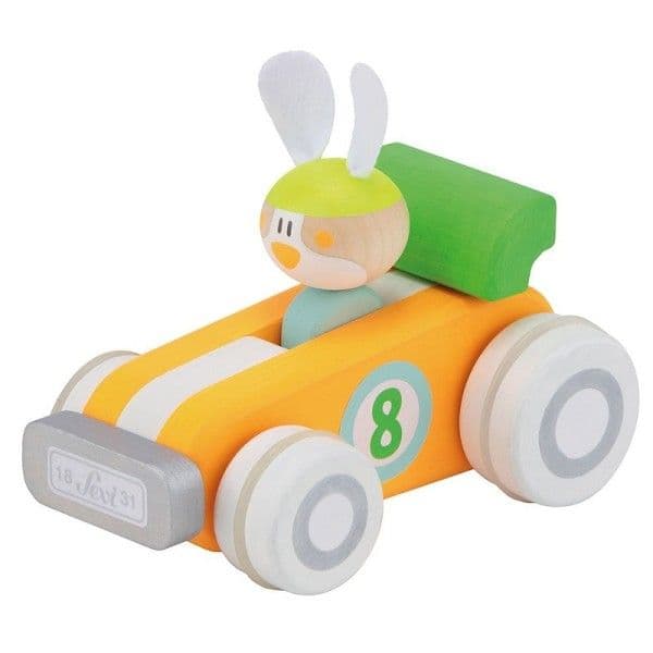 Jouet de construction en bois Petite voiture de course F1 Jaune